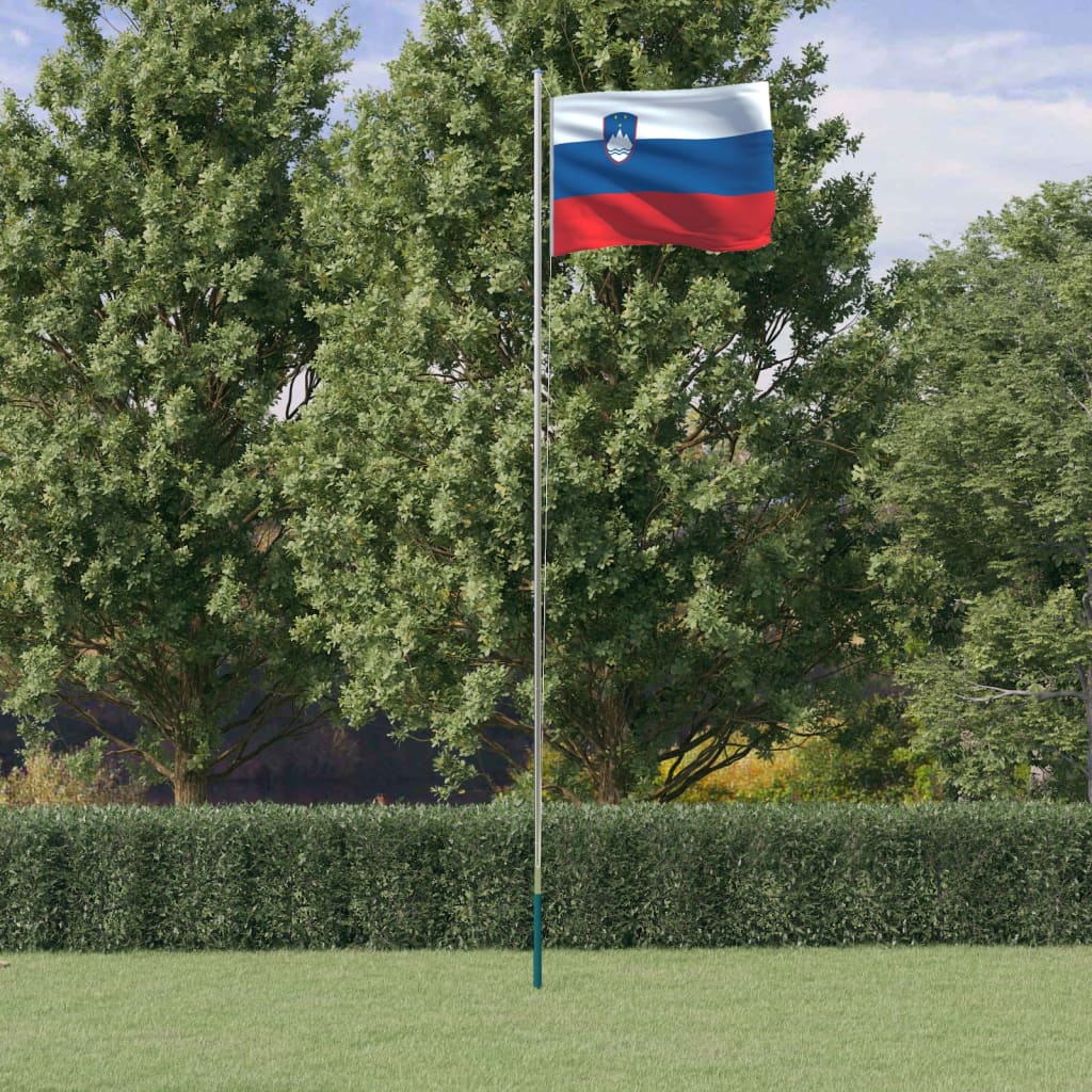Berkfield Slovenia Flag and Pole 6.23 m Aluminium