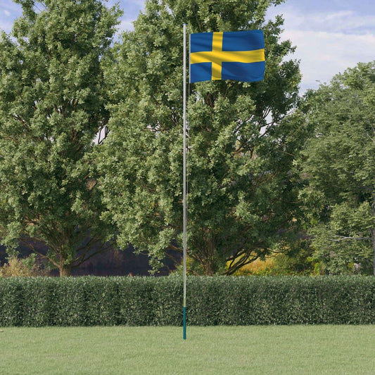 Berkfield Sweden Flag and Pole 6.23 m Aluminium