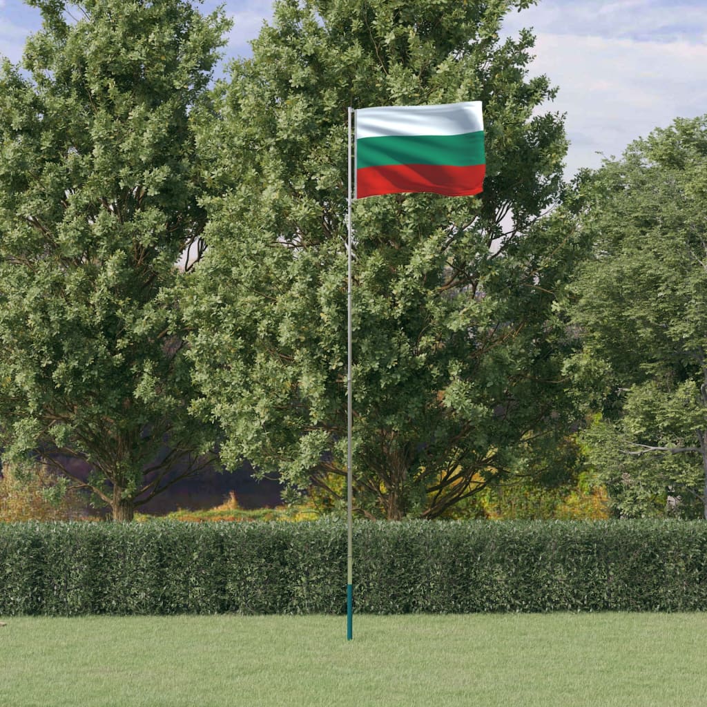 Berkfield Bulgaria Flag and Pole 5.55 m Aluminium