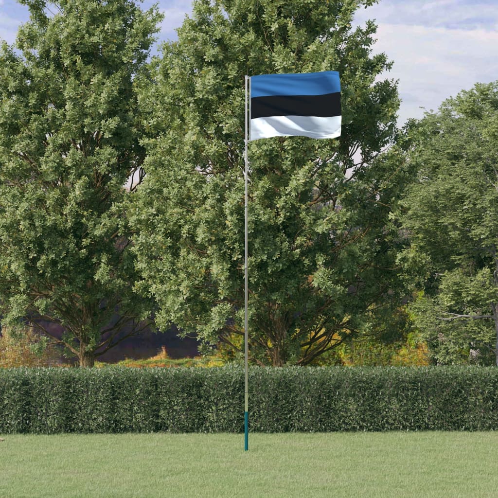 Berkfield Estonia Flag and Pole 5.55 m Aluminium