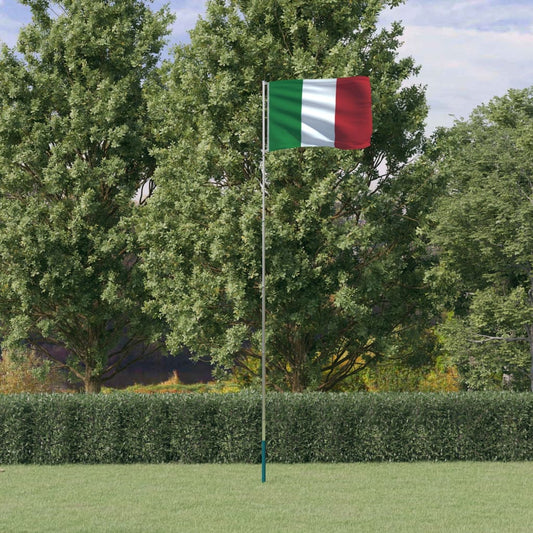 Berkfield Italy Flag and Pole 5.55 m Aluminium