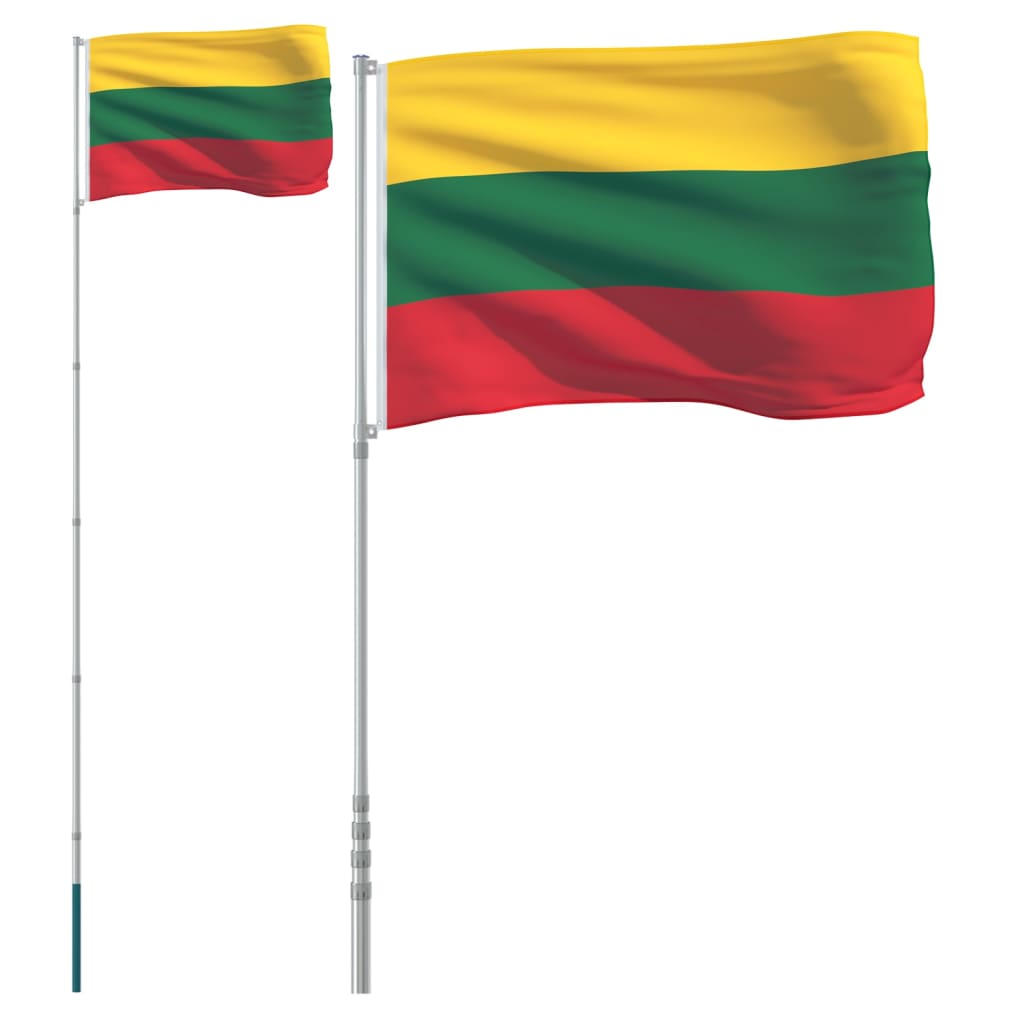 Berkfield Lithuania Flag and Pole 5.55 m Aluminium