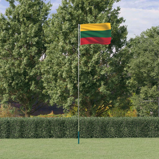 Berkfield Lithuania Flag and Pole 5.55 m Aluminium