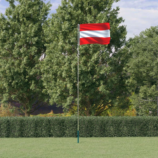 Berkfield Austria Flag and Pole 5.55 m Aluminium
