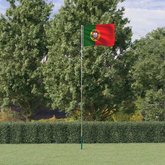 Berkfield Portugal Flag and Pole 5.55 m Aluminium
