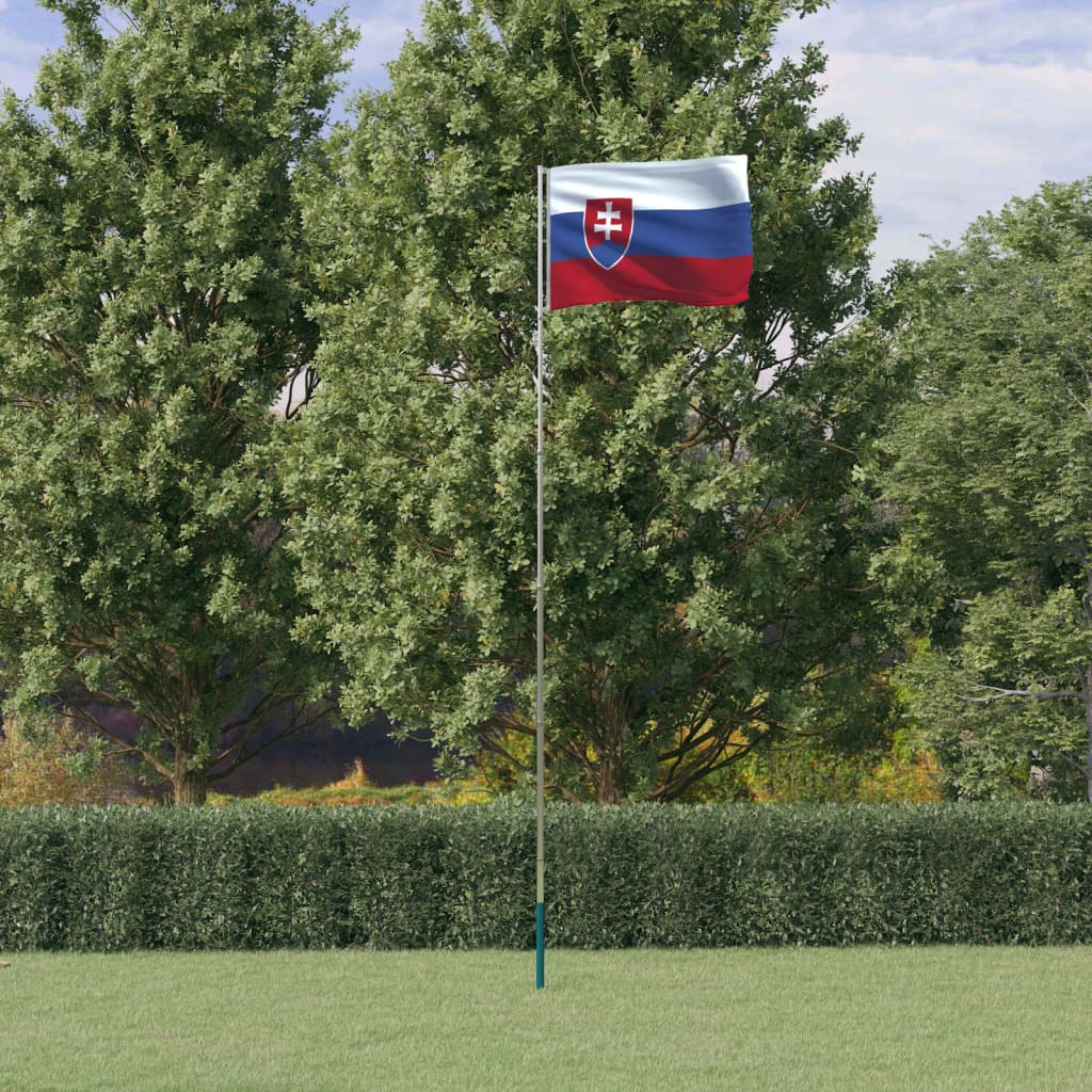 Berkfield Slovakia Flag and Pole 5.55 m Aluminium