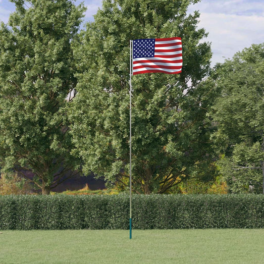 Berkfield US Flag and Pole 5.55 m Aluminium