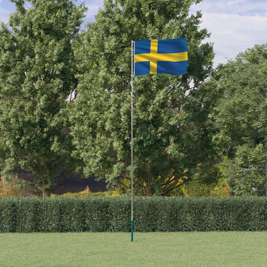 Berkfield Sweden Flag and Pole 5.55 m Aluminium