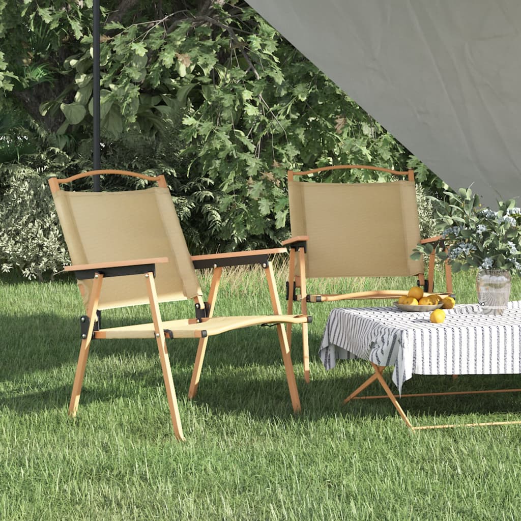 Berkfield Camping Chairs 2 pcs Beige 54x55x78 cm Oxford Fabric
