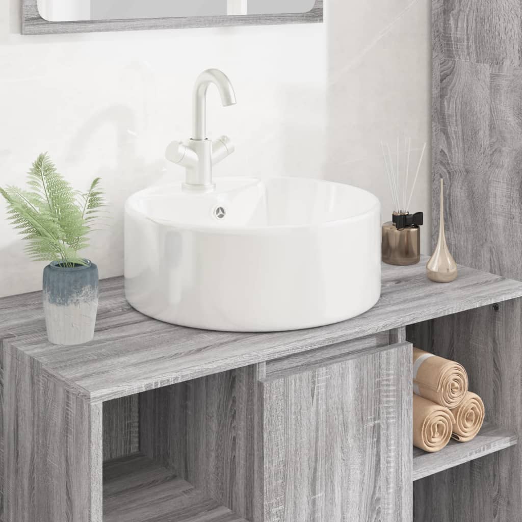 Berkfield Wash Basin White 40x14.5 cm Ceramic Round