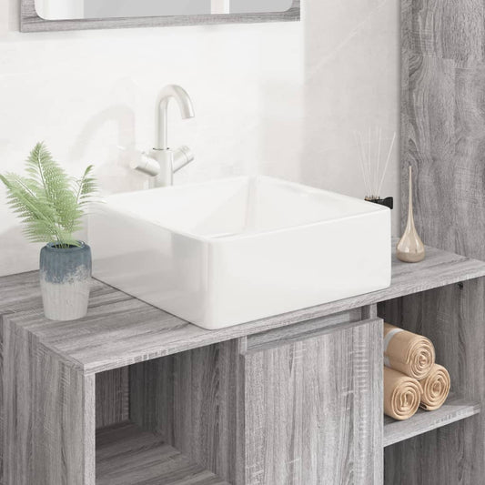 Berkfield Wash Basin White 37x37x13 cm Ceramic Square