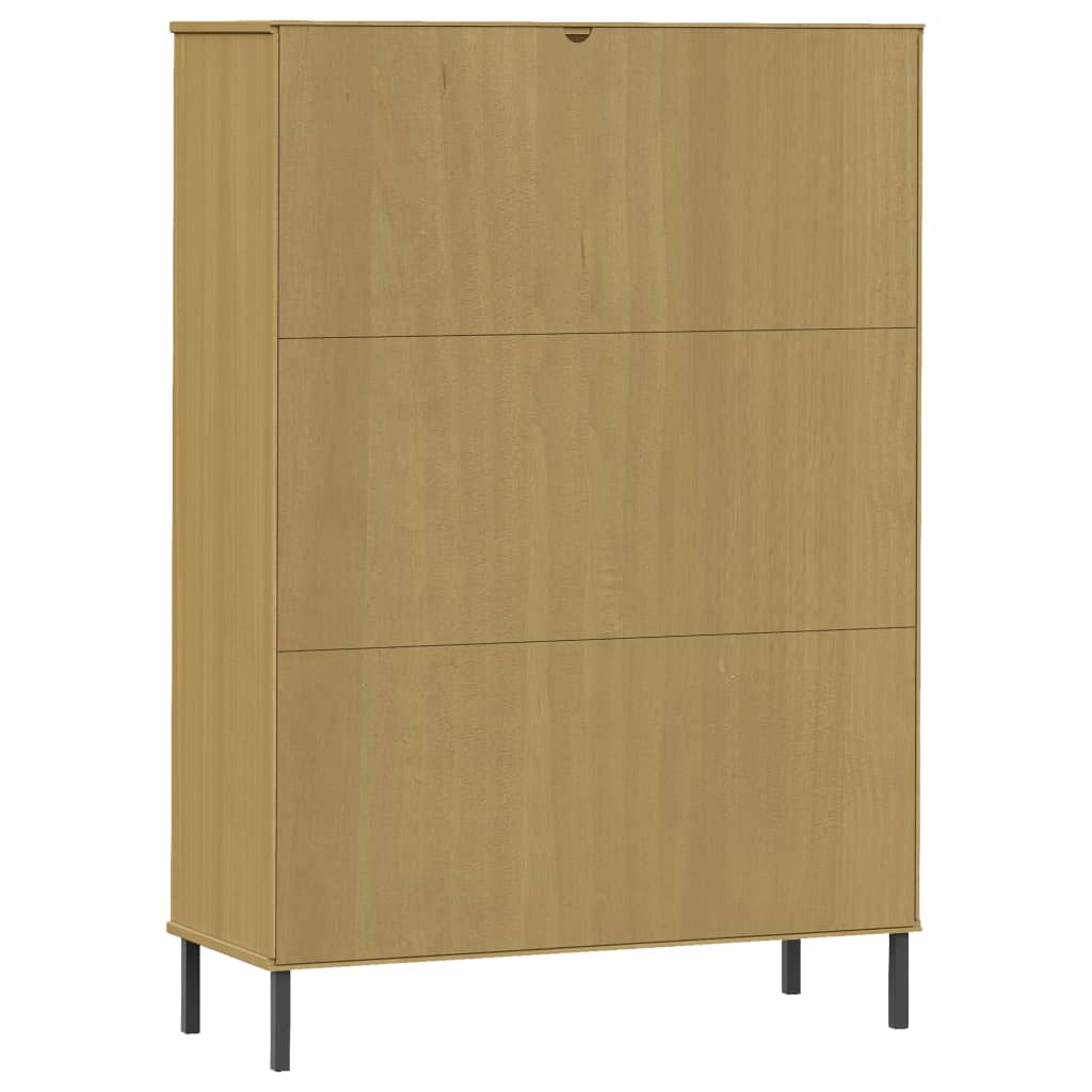 Berkfield Bookcase with Metal Legs Brown 90x35x128.5 cm Solid Wood OSLO
