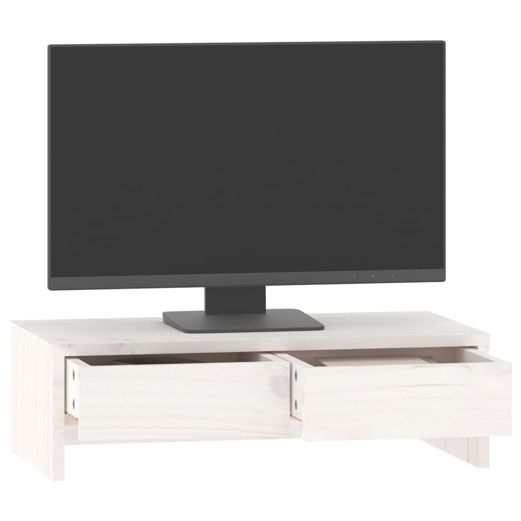 Berkfield Monitor Stand White 50x27x15 cm Solid Wood Pine