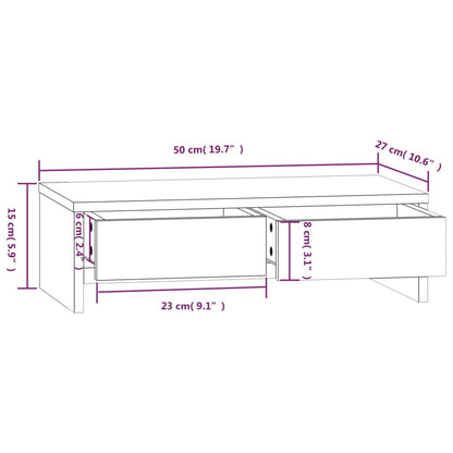 Berkfield Monitor Stand White 50x27x15 cm Solid Wood Pine