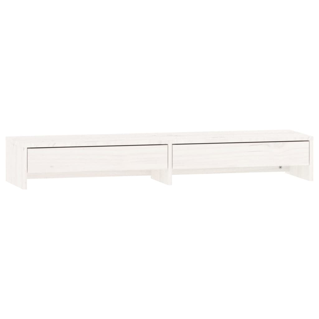 Berkfield Monitor Stand White 100x27x15 cm Solid Wood Pine