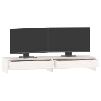 Berkfield Monitor Stand White 100x27x15 cm Solid Wood Pine