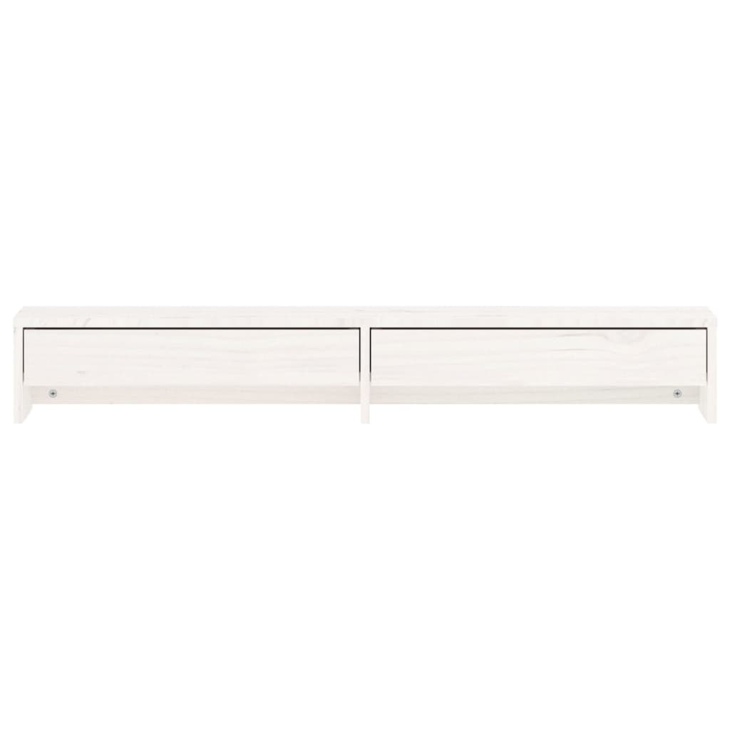 Berkfield Monitor Stand White 100x27x15 cm Solid Wood Pine
