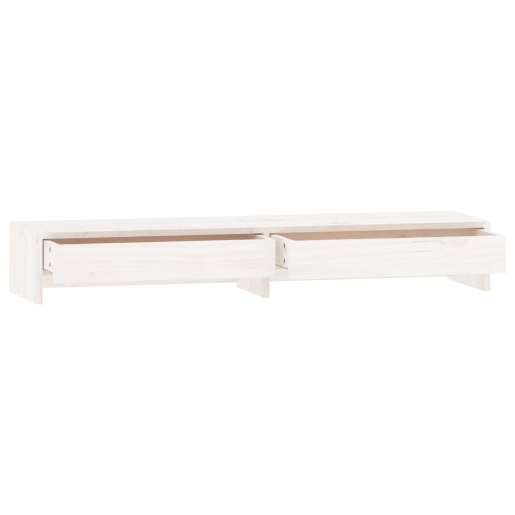 Berkfield Monitor Stand White 100x27x15 cm Solid Wood Pine