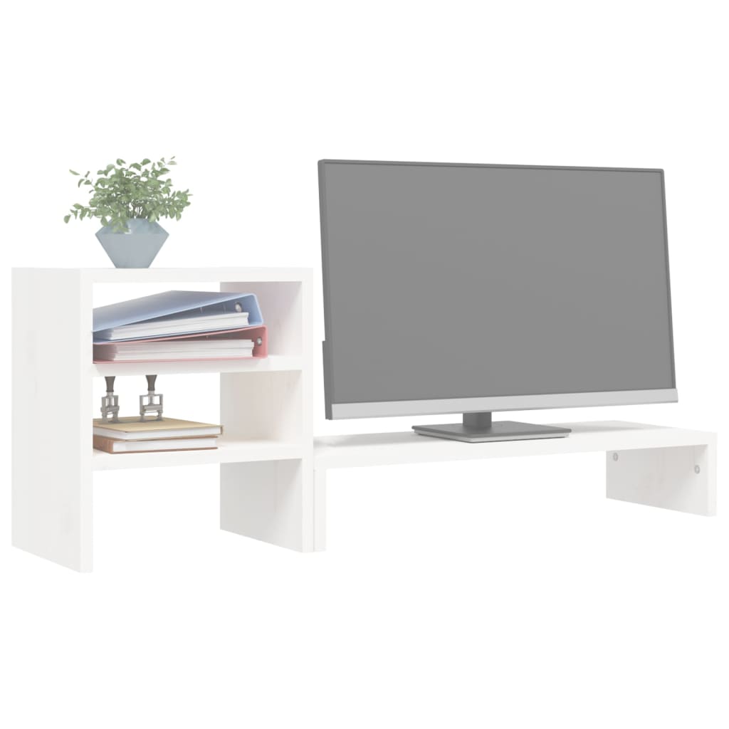 Berkfield Monitor Stand White 81x20x30 cm Solid Wood Pine