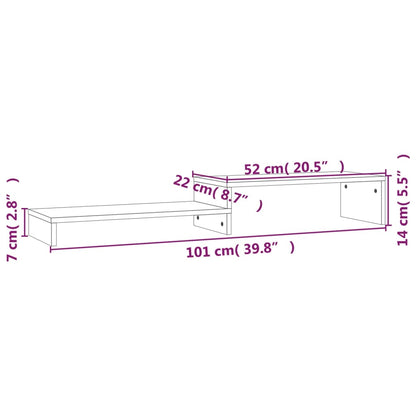 Berkfield Monitor Stand (52-101)x22x14 cm Solid Wood Pine