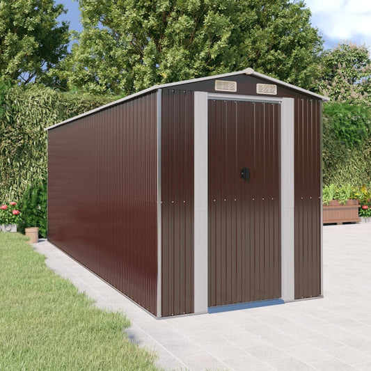 Berkfield Garden Shed Dark Brown 192x523x223 cm Galvanised Steel