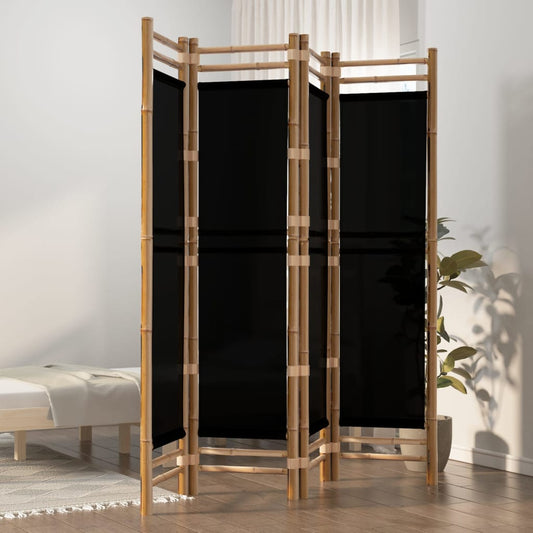 Berkfield Folding 4-Panel Room Divider 160 cm Bamboo and Canvas