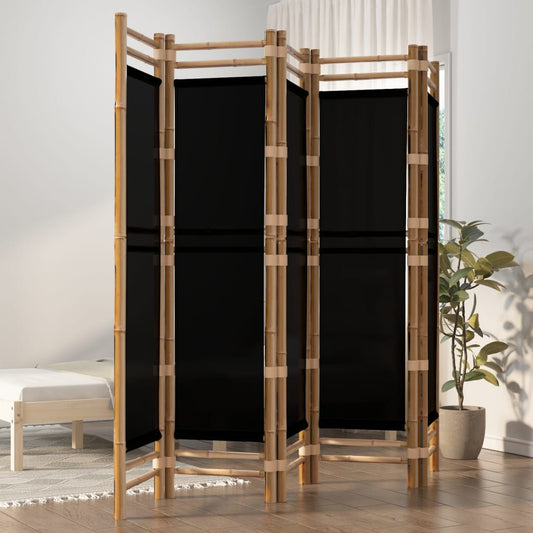 Berkfield Folding 5-Panel Room Divider 200 cm Bamboo and Canvas