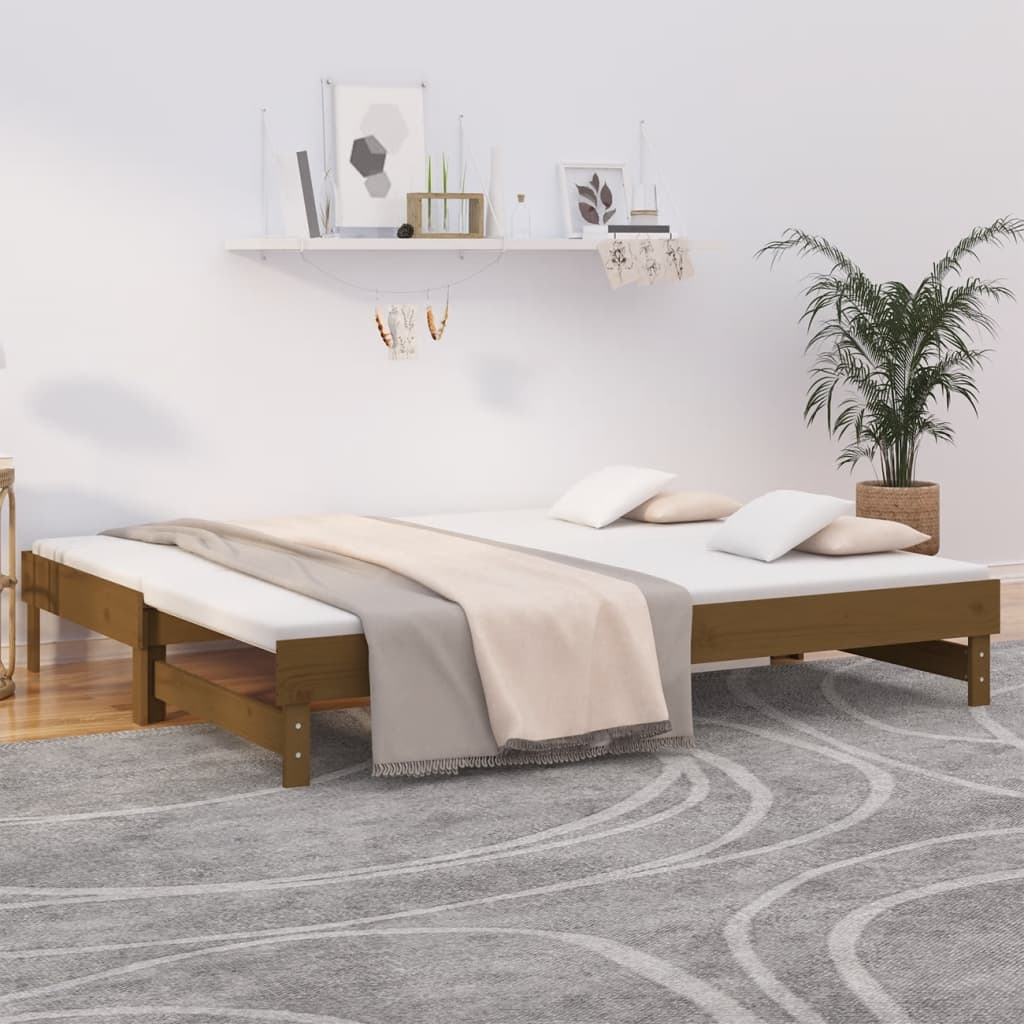 Berkfield Pull-out Day Bed Honey Brown 2x(90x200) cm Solid Wood Pine