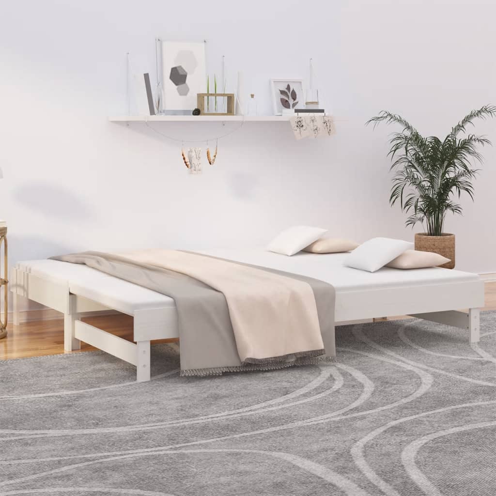 Berkfield Pull-out Day Bed White 2x(80x200) cm Solid Wood Pine