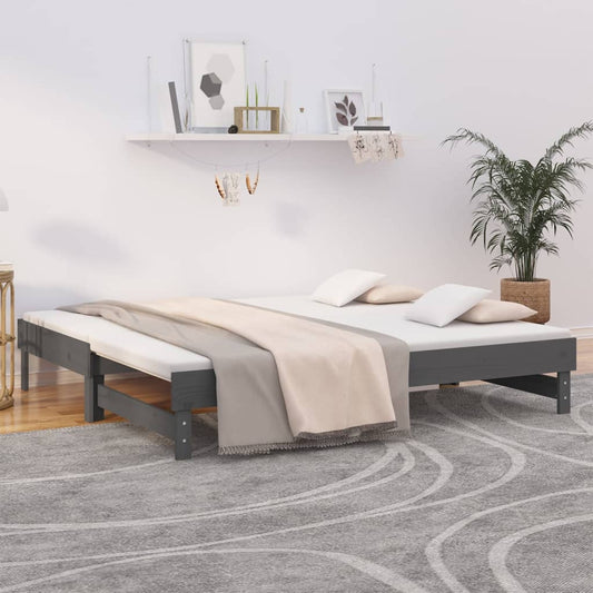 Berkfield Pull-out Day Bed Grey 2x(90x190) cm Solid Wood Pine