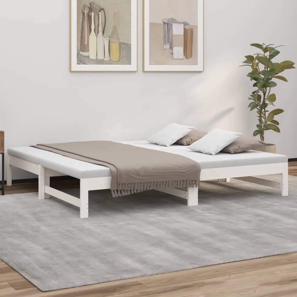 Berkfield Pull-out Day Bed White 2x(90x190) cm Solid Wood Pine
