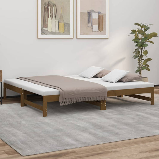Berkfield Pull-out Day Bed Honey Brown 2x(90x190) cm Solid Wood Pine