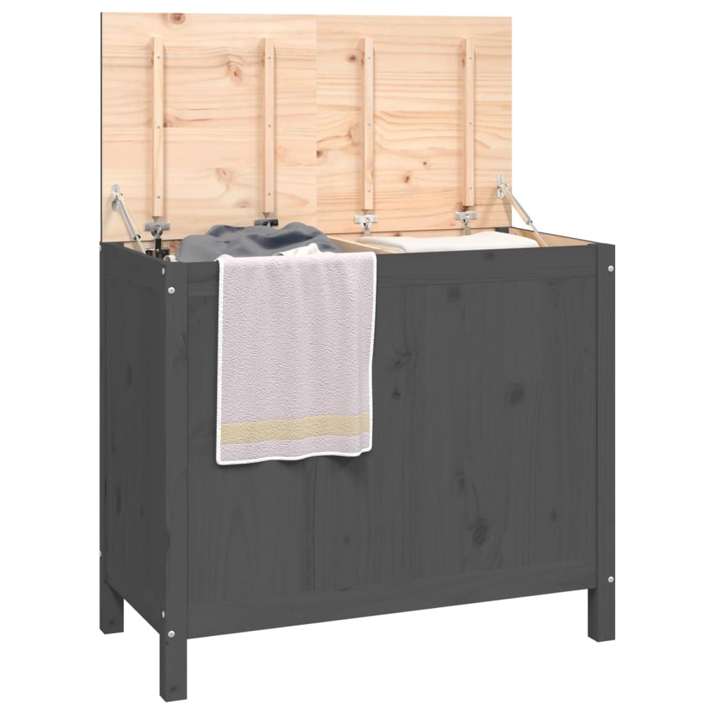 Berkfield Laundry Box Grey 88.5x44x76 cm Solid Wood Pine
