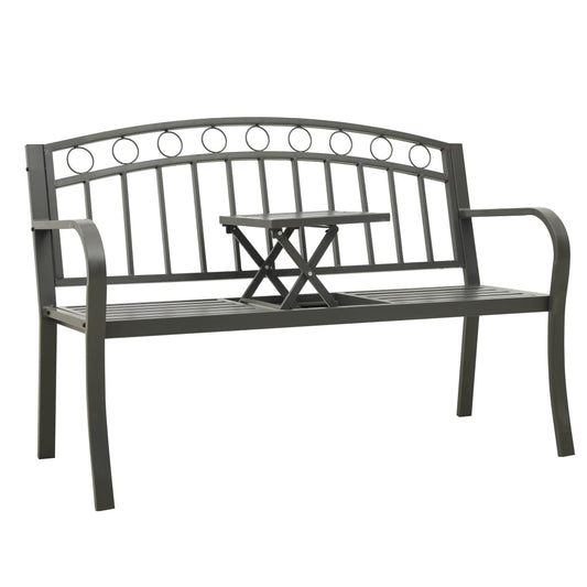 Berkfield Garden Bench with Table Grey 120 cm Steel