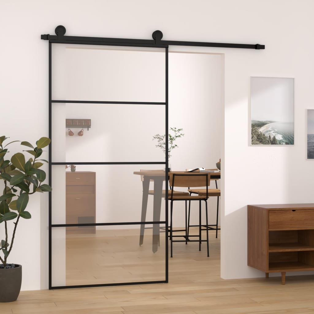 Berkfield Sliding Door with Hardware Set 102.5x205 cm ESG Glass&Aluminium