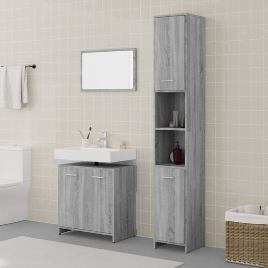 Berkfield 3 Piece Bathroom Furniture Set Grey Sonoma Engineered Wood