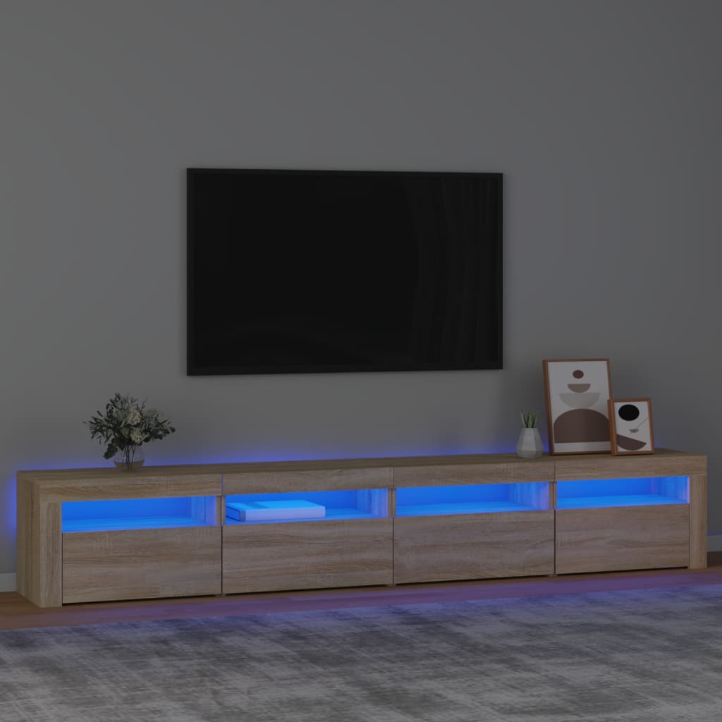 Berkfield TV Cabinet with LED Lights Sonoma Oak 240x35x40 cm