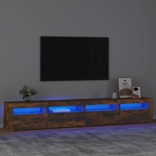 Berkfield TV Cabinet with LED Lights Smoked Oak 240x35x40 cm