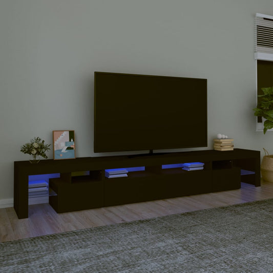 Berkfield TV Cabinet with LED Lights Black 260x36.5x40 cm