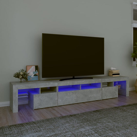 Berkfield TV Cabinet with LED Lights Concrete Grey 230x36.5x40 cm
