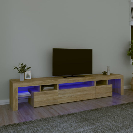 Berkfield TV Cabinet with LED Lights Sonoma Oak 215x36.5x40 cm