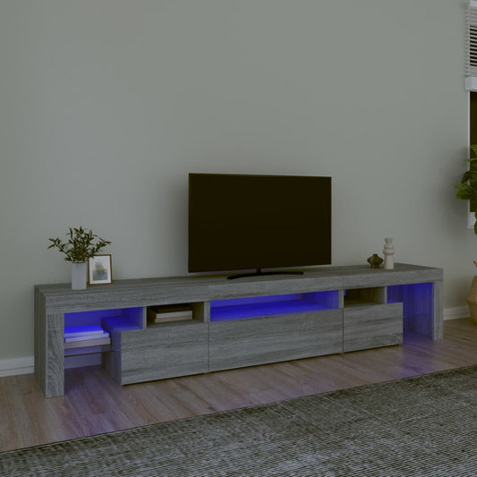 Berkfield TV Cabinet with LED Lights Grey Sonoma 215x36.5x40 cm
