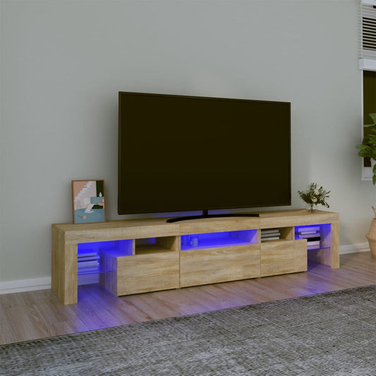 Berkfield TV Cabinet with LED Lights Sonoma Oak 200x36.5x40 cm