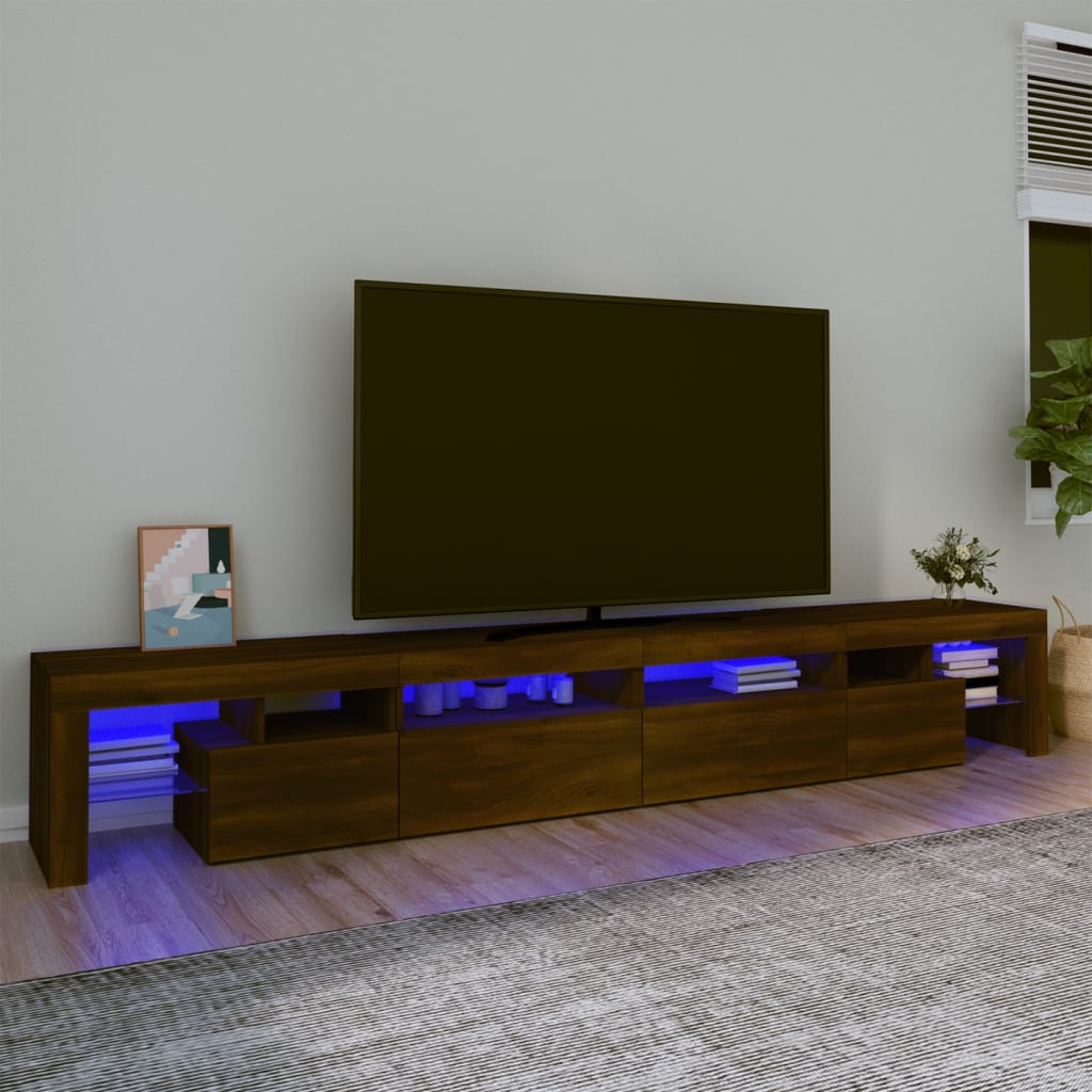 Berkfield TV Cabinet with LED Lights Brown Oak 260x36.5x40 cm