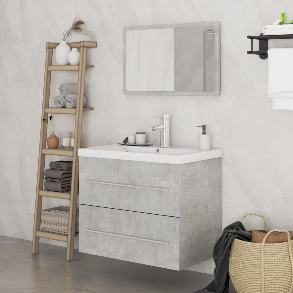 Berkfield 3 Piece Bathroom Furniture Set Concrete Grey