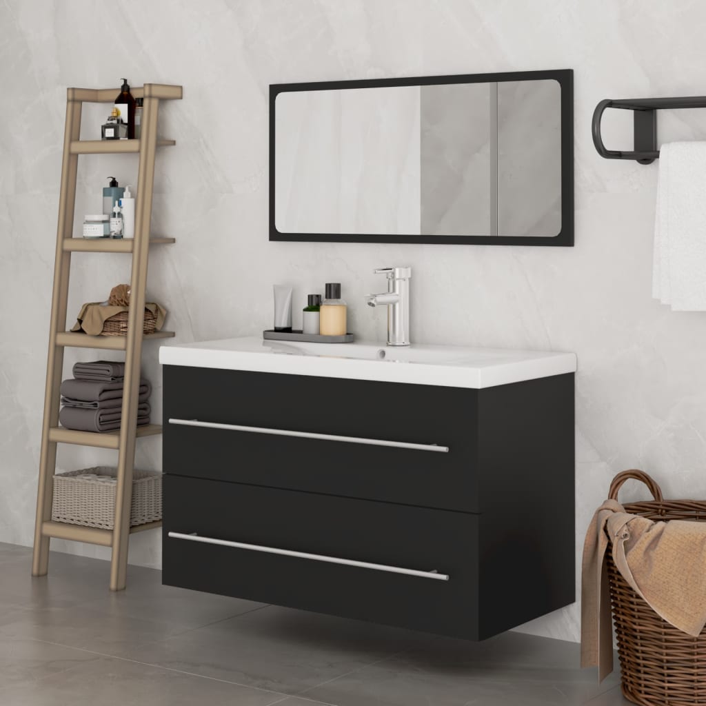 Berkfield 3 Piece Bathroom Furniture Set Black