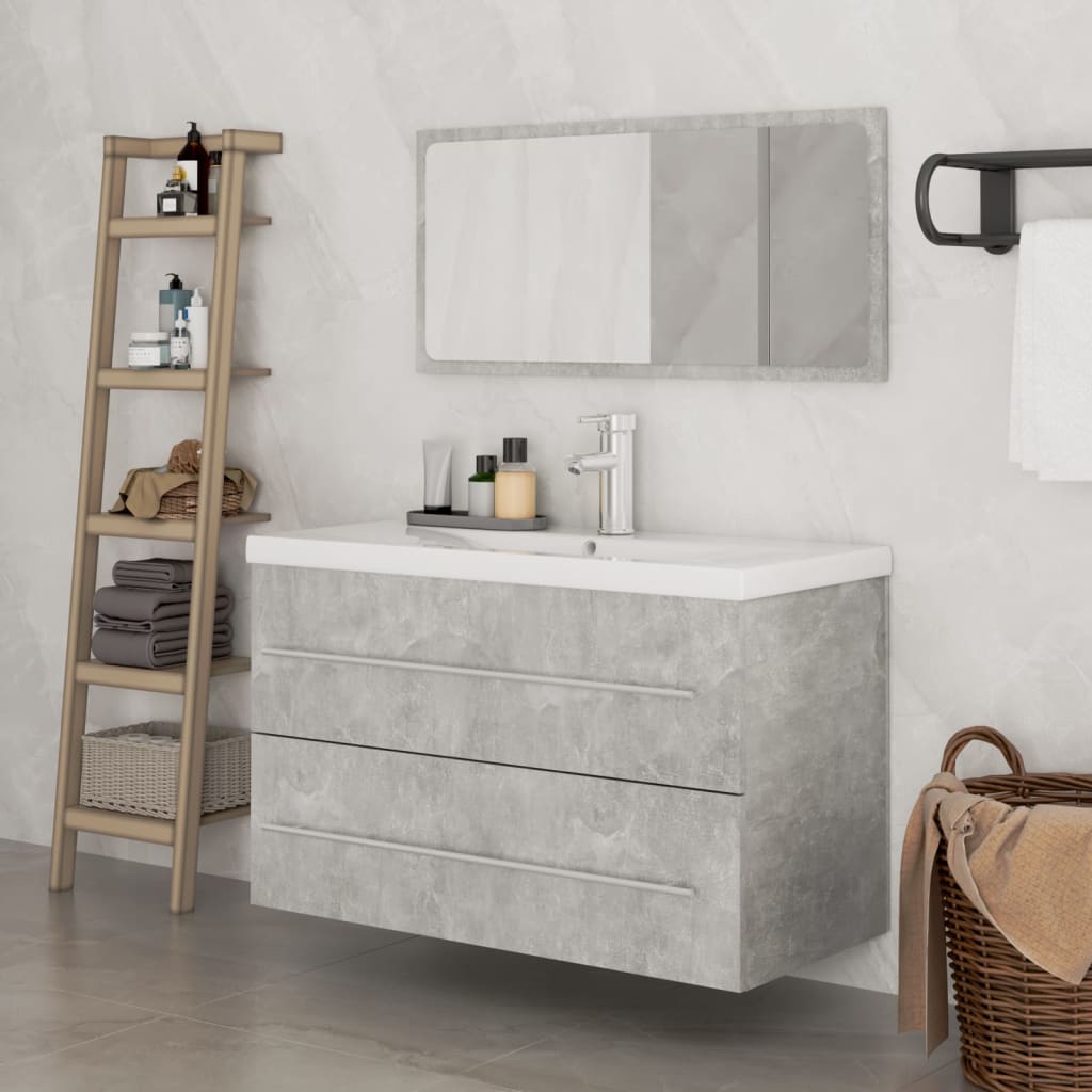 Berkfield 3 Piece Bathroom Furniture Set Concrete Grey