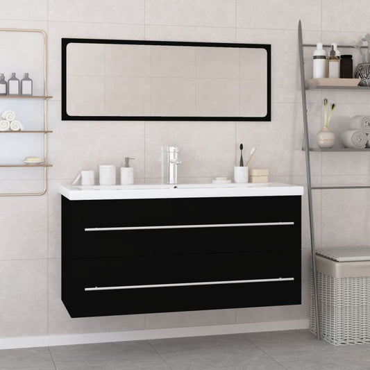 Berkfield Bathroom Furniture Set Black Engineered Wood