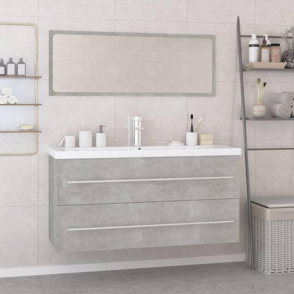 Berkfield Bathroom Furniture Set Concrete Grey Engineered Wood