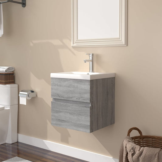 Berkfield Sink Cabinet with Built-in Basin Grey Sonoma Engineered Wood